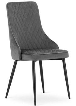 Komplet ciemnoszarych eleganckich welurowych krzeseł 4 szt. - Leo ze sklepu Edinos.pl w kategorii Krzesła - zdjęcie 179254207