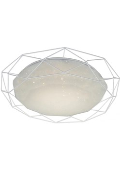 Biały plafon z ozdobnym metalowym pierścieniem - K069-Jupito ze sklepu Edinos.pl w kategorii Lampy sufitowe - zdjęcie 179254267