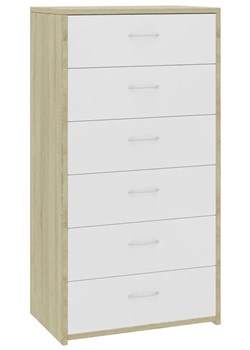 Komoda z 6 szufladami w stylu skandynawskim dąb sonoma + biały - Xeron ze sklepu Edinos.pl w kategorii Komody - zdjęcie 179254765