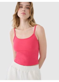 Damski crop-top na ramiączkach 4F 4FWSS25TSLEF127 - różowy ze sklepu Sportstylestory.com w kategorii Bluzki damskie - zdjęcie 179257529