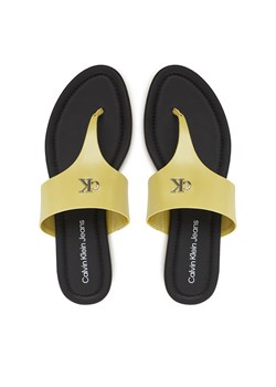 Japonki Calvin Klein Jeans Flat Sandal Toepost Mg YW0YW01691 Zielony ze sklepu eobuwie.pl w kategorii Klapki damskie - zdjęcie 179258529