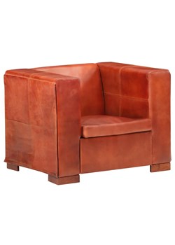 Brązowa skórzana sofa jednoosobowa - Amva ze sklepu Edinos.pl w kategorii Fotele - zdjęcie 179259946
