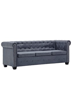 Trzyosobowa sofa Asemo w stylu Chesterfield - szara ze sklepu Edinos.pl w kategorii Sofy i kanapy - zdjęcie 179263066