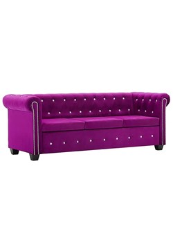 Aksamitna fioletowa sofa w stylu Chesterfield - Xavier 3Q ze sklepu Edinos.pl w kategorii Sofy i kanapy - zdjęcie 179263067
