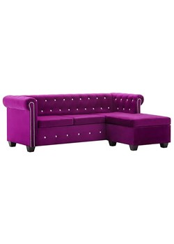 Aksamitna narożnik w stylu Chesterfield Xavier 4Q - fioletowy ze sklepu Edinos.pl w kategorii Narożniki - zdjęcie 179263086