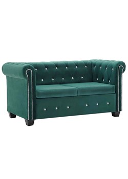 Aksamitna sofa w stylu Chesterfield Xavier 2Q - zielona ze sklepu Edinos.pl w kategorii Sofy i kanapy - zdjęcie 179263096