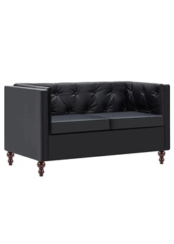 2-osobowa Sofa Vang w stylu Chesterfield - czarna ze sklepu Edinos.pl w kategorii Sofy i kanapy - zdjęcie 179263106