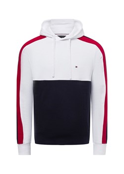 Tommy Hilfiger Bluza męska z kapturem - GLOBAL STRIPE BLOCK Mężczyźni Bawełna biały w paski ze sklepu vangraaf w kategorii Bluzy męskie - zdjęcie 179267197