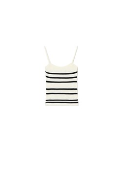 Cropp - Dzianinowy top w paski - biały ze sklepu Cropp w kategorii Bluzki damskie - zdjęcie 179267485