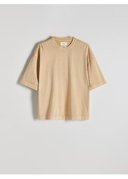 Reserved - T-shirt oversize z efektem sprania - bursztynowy ze sklepu Reserved w kategorii T-shirty męskie - zdjęcie 179268276