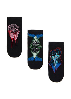 Cropp - 3 pack skarpetek stopek z nadrukiem - czarny ze sklepu Cropp w kategorii Skarpetki męskie - zdjęcie 179272179