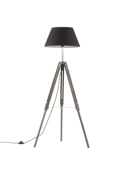 Szaro-czarna lampa stojąca drewniana trójnóg - EX199-Margos ze sklepu Edinos.pl w kategorii Lampy podłogowe - zdjęcie 179277015