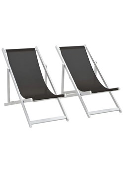 Składane leżaki plażowe Landix - czarne ze sklepu Edinos.pl w kategorii Leżaki ogrodowe - zdjęcie 179278939