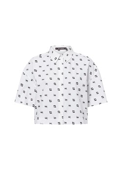 KARL LAGERFELD Bluzka damska z krótkim rękawem - Ikon AOP Kobiety Bawełna biały wzorzysty ze sklepu vangraaf w kategorii Bluzki damskie - zdjęcie 179283915