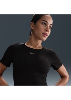 Damska żakardowa koszulka z krótkim rękawem o skróconym kroju Dri-FIT Nike Pro - Czerń ze sklepu Nike poland w kategorii Bluzki damskie - zdjęcie 179309228