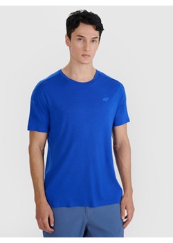 Męska koszulka trekkingowa 4F 4FWSS25TFTSM1268 - niebieska ze sklepu Sportstylestory.com w kategorii T-shirty męskie - zdjęcie 179309576