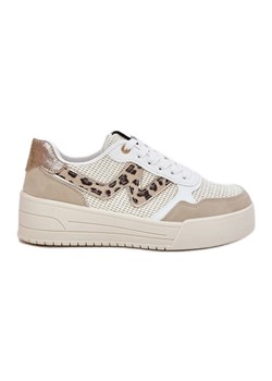 Buty Sportowe Damskie Na Platformie Panterka Beżowe beżowy ze sklepu ButyModne.pl w kategorii Buty sportowe damskie - zdjęcie 179312555