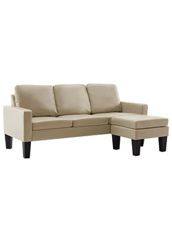3-osobowa sofa z ekoskóry z podnóżkiem cappuccino - Lencor 4Q ze sklepu Edinos.pl w kategorii Sofy i kanapy - zdjęcie 179314399