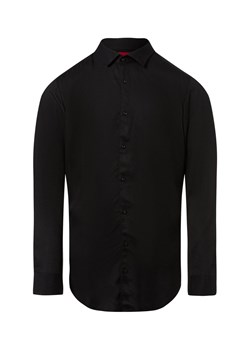 HUGO Męska koszula biznesowa - Kenno Mężczyźni Slim Fit wiskoza czarny jednolity ze sklepu vangraaf w kategorii Koszule męskie - zdjęcie 179315497