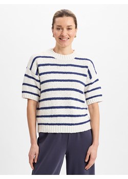 Franco Callegari Damski sweter z dzianiny z krótkim rękawem Kobiety Bawełna écru w paski - id: 750938-0001-09970 - marki Franco Callegari - 179315547 Franco Callegari Damski sweter z dzianiny z krótkim rękawem Kobiety Bawełna écru w paski ze sklepu vangraaf w kategorii Swetry damskie - zdjęcie 179315547