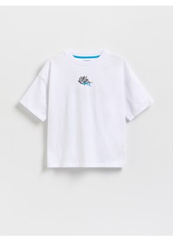 Reserved - Bawełniany t-shirt z nadrukiem - biały ze sklepu Reserved w kategorii T-shirty chłopięce - zdjęcie 179316388