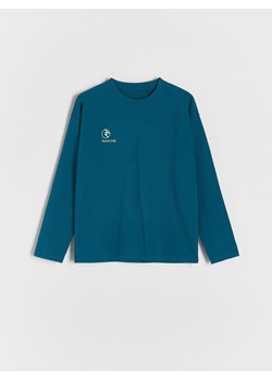 Reserved - Longsleeve z nadrukiem - ciemny turkus ze sklepu Reserved w kategorii T-shirty chłopięce - zdjęcie 179316465
