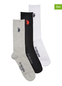 U.S. Polo Assn. Skarpety (3 pary) w kolorze białym, czarnym i szarym ze sklepu Limango Polska w kategorii Skarpetki męskie - zdjęcie 179322638