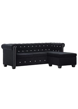Aksamitny narożnik  w stylu Chesterfield Xavier 4Q - czarny ze sklepu Edinos.pl w kategorii Narożniki - zdjęcie 179325195