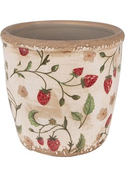 Clayre &amp; Eef Doniczka w kolorze beżowo-czerwonym - wys. 13 x Ø 13 cm ze sklepu Limango Polska w kategorii Doniczki i osłonki - zdjęcie 179329567