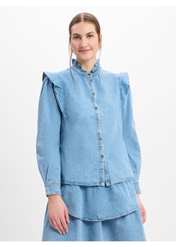 Marie Lund Damska bluzka dżinsowa Kobiety Bawełna bielony jednolity ze sklepu vangraaf w kategorii Koszule damskie - zdjęcie 179335289