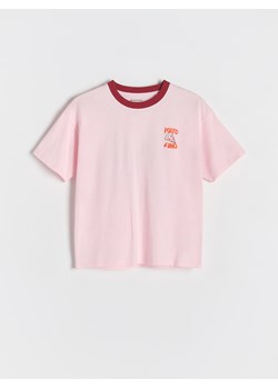 Reserved - T-shirt z nadrukiem na plecach - czerwony ze sklepu Reserved w kategorii Bluzki dziewczęce - zdjęcie 179337365