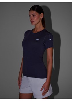 Damska koszulka trekkingowa 4F 4FWSS25TFTSF1269 - szara ze sklepu Sportstylestory.com w kategorii Bluzki damskie - zdjęcie 179341515