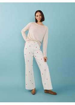 Reserved - Jeansy wide leg z haftowanym wzorem - biały ze sklepu Reserved w kategorii Jeansy damskie - zdjęcie 179343866