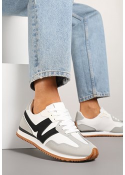 Szare Sneakersy z Geometrycznym Wzorem i Metaliczną Wstawką Zolio ze sklepu renee.pl w kategorii Buty sportowe damskie - zdjęcie 179352438