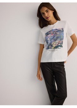 Reserved - T-shirt z nadrukiem - złamana biel ze sklepu Reserved w kategorii Bluzki damskie - zdjęcie 179355257