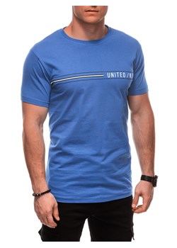 T-shirt męski z nadrukiem S2025 - niebieski ze sklepu Edoti w kategorii T-shirty męskie - zdjęcie 179359065