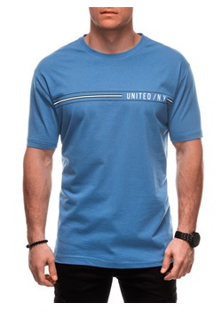 T-shirt męski z nadrukiem S2025 - jasnoniebieski ze sklepu Edoti w kategorii T-shirty męskie - zdjęcie 179359069