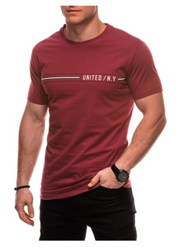 T-shirt męski z nadrukiem S2025 - ciemnoczerwony ze sklepu Edoti w kategorii T-shirty męskie - zdjęcie 179359105