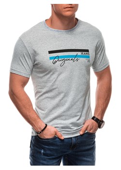 T-shirt męski z nadrukiem S2027 - szary ze sklepu Edoti w kategorii T-shirty męskie - zdjęcie 179359109