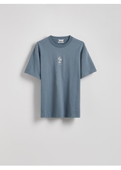 Reserved - T-shirt relaxed z haftem - morski ze sklepu Reserved w kategorii T-shirty męskie - zdjęcie 179360529