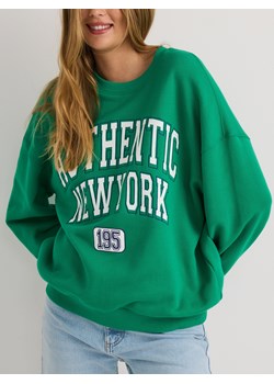 Reserved - Bawełniana bluza z nadrukiem - zielony ze sklepu Reserved w kategorii Bluzy damskie - zdjęcie 179361246