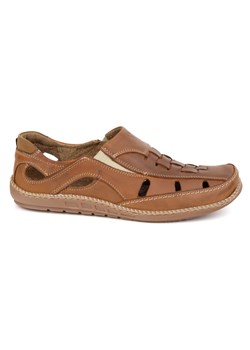 Buty męskie wsuwane przewiewne 204L camel brązowe ze sklepu butyolivier w kategorii Półbuty męskie - zdjęcie 179364495