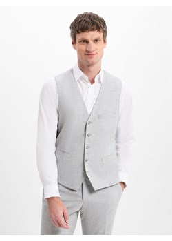 Finshley & Harding Męska kamizelka modułowa - Max Mężczyźni Modern Fit wiskoza jasny szary wzorzysty ze sklepu vangraaf w kategorii Kamizelki męskie - zdjęcie 179370797