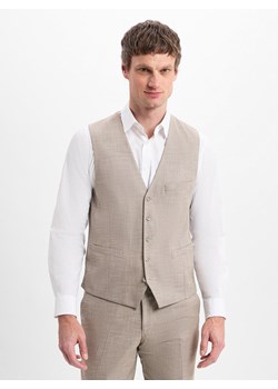 Finshley & Harding Męska kamizelka modułowa - Max Mężczyźni Modern Fit wiskoza beżowy wzorzysty ze sklepu vangraaf w kategorii Kamizelki męskie - zdjęcie 179370799