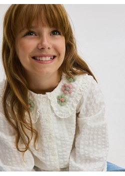 Reserved - Koszula z kwiatami na kołnierzu - złamana biel ze sklepu Reserved w kategorii Bluzki dziewczęce - zdjęcie 179371295