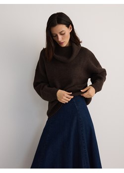 Reserved - Sweter oversize z golfem - brązowy ze sklepu Reserved w kategorii Swetry damskie - zdjęcie 179380865