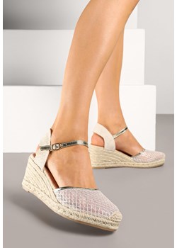 Złote Sandały Espadryle na Koturnie z Plecionki z Siateczką Meranisea ze sklepu born2be.pl w kategorii Espadryle damskie - zdjęcie 179382506