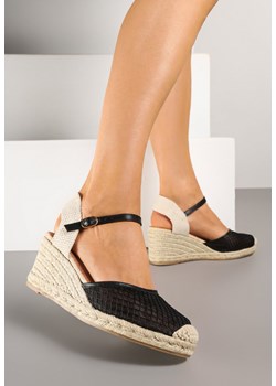 Czarne Sandały w Stylu Espadryli z Plecionką i Siateczką Meranella ze sklepu renee.pl w kategorii Espadryle damskie - zdjęcie 179382718