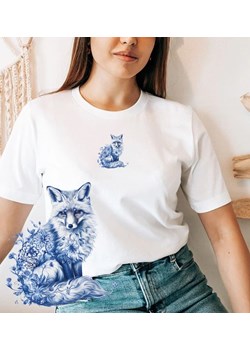 Biała Koszulka z modnym printem ze sklepu Time For Fashion w kategorii Bluzki damskie - zdjęcie 179386469