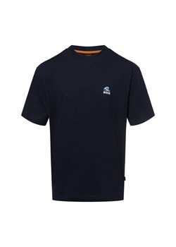 BOSS Orange Koszulka męska - Numery Mężczyźni Bawełna granatowy nadruk ze sklepu vangraaf w kategorii T-shirty męskie - zdjęcie 179391409